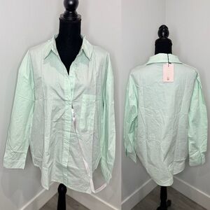 Missguided Green Oversized Button Up (sz 10)